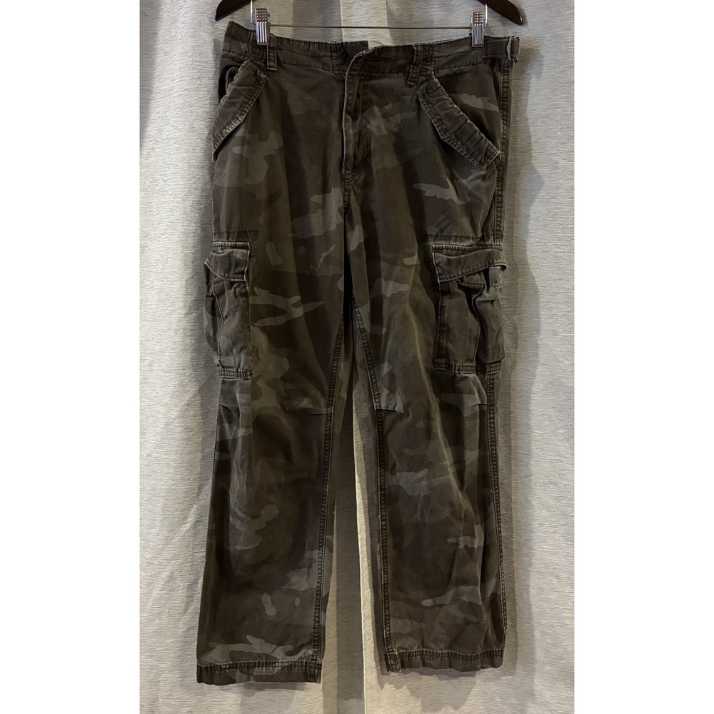 Vintage Old Navy Cargo Pants Mens 34X30 Camo Green Baggy Army Y2K